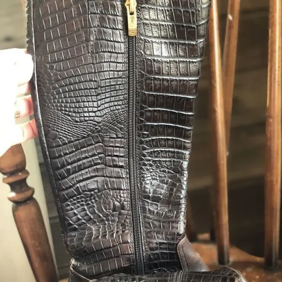 Vince Camuto Leather Riding Boot with Gold Accents - Picture 4 of 7